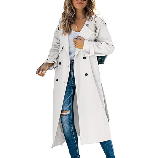 Oak & Coral | Women's Long Trench Coat Double-Breasted