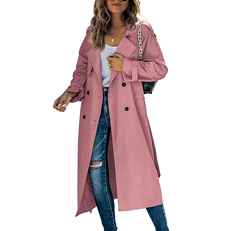 Oak & Coral | Women's Long Trench Coat Double-Breasted