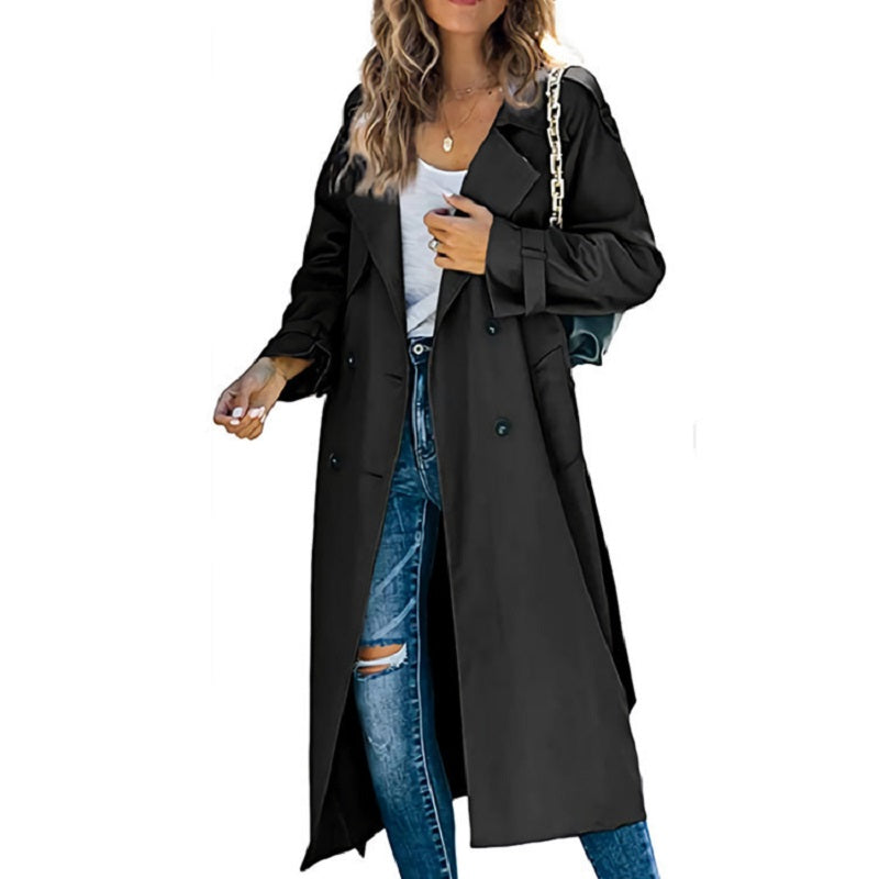 Oak & Coral | Women's Long Trench Coat Double-Breasted