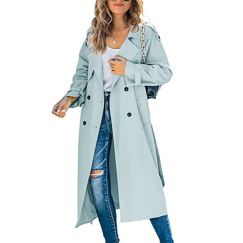 Oak & Coral | Women's Long Trench Coat Double-Breasted