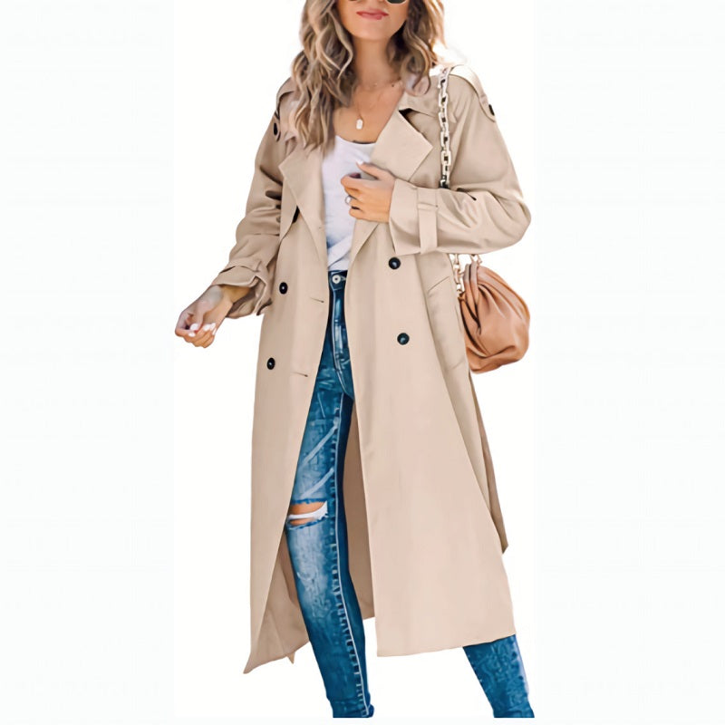 Oak & Coral | Women's Long Trench Coat Double-Breasted