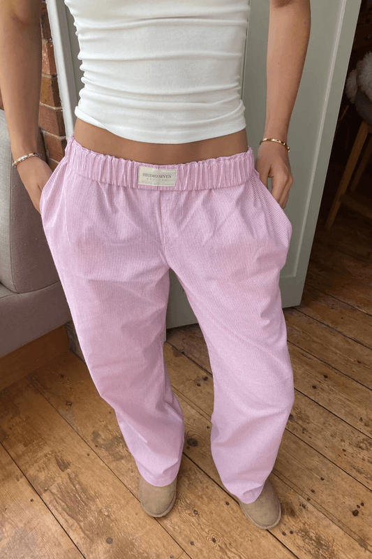 Oak & Coral | Women's Lounge Pants with Pinstripe Design