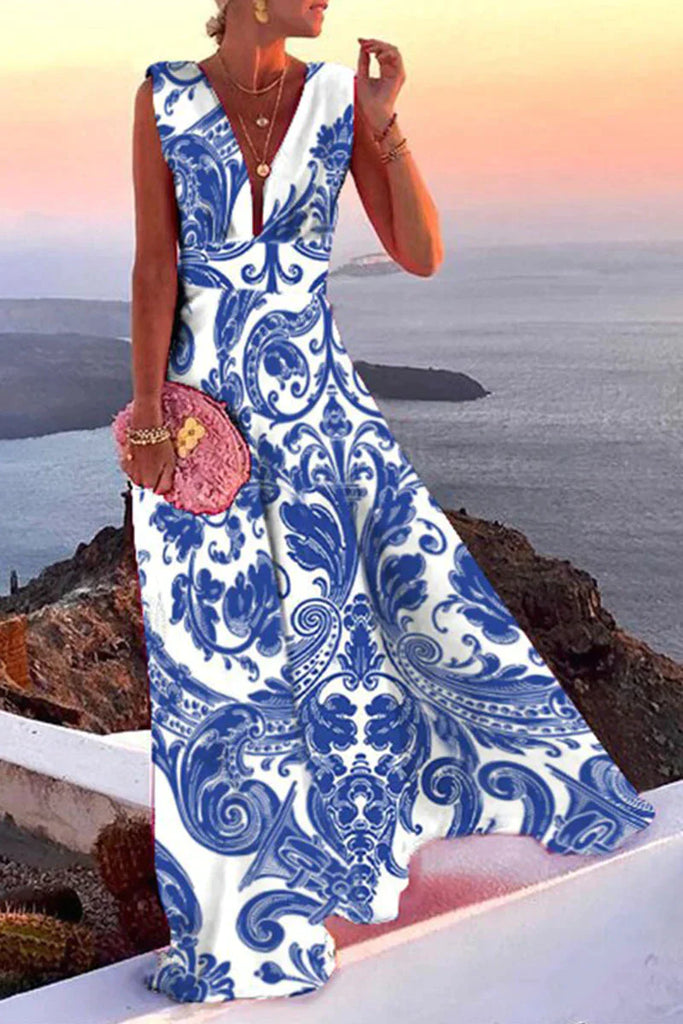 Oak & Coral | Women's Maxi Dress With Geometric Print