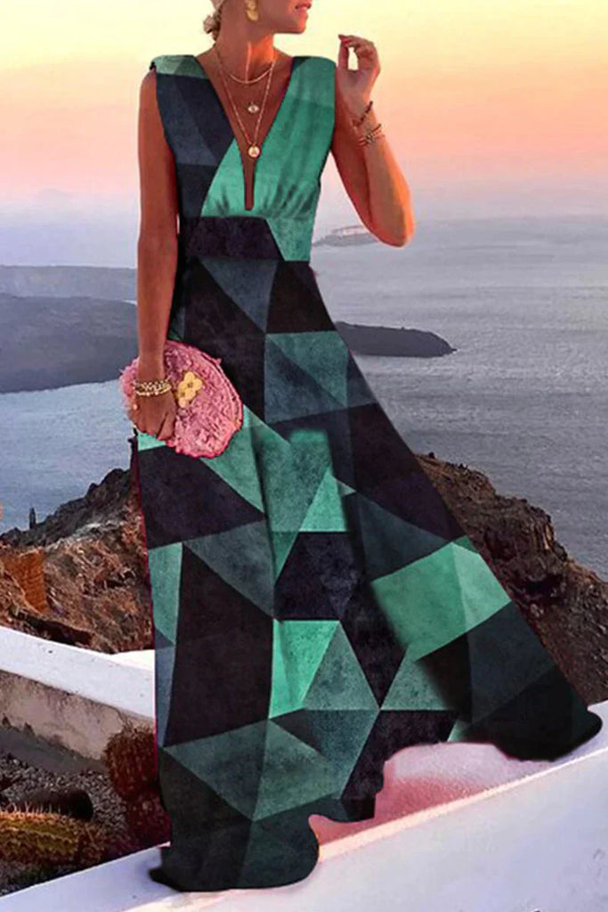 Oak & Coral | Women's Maxi Dress With Geometric Print