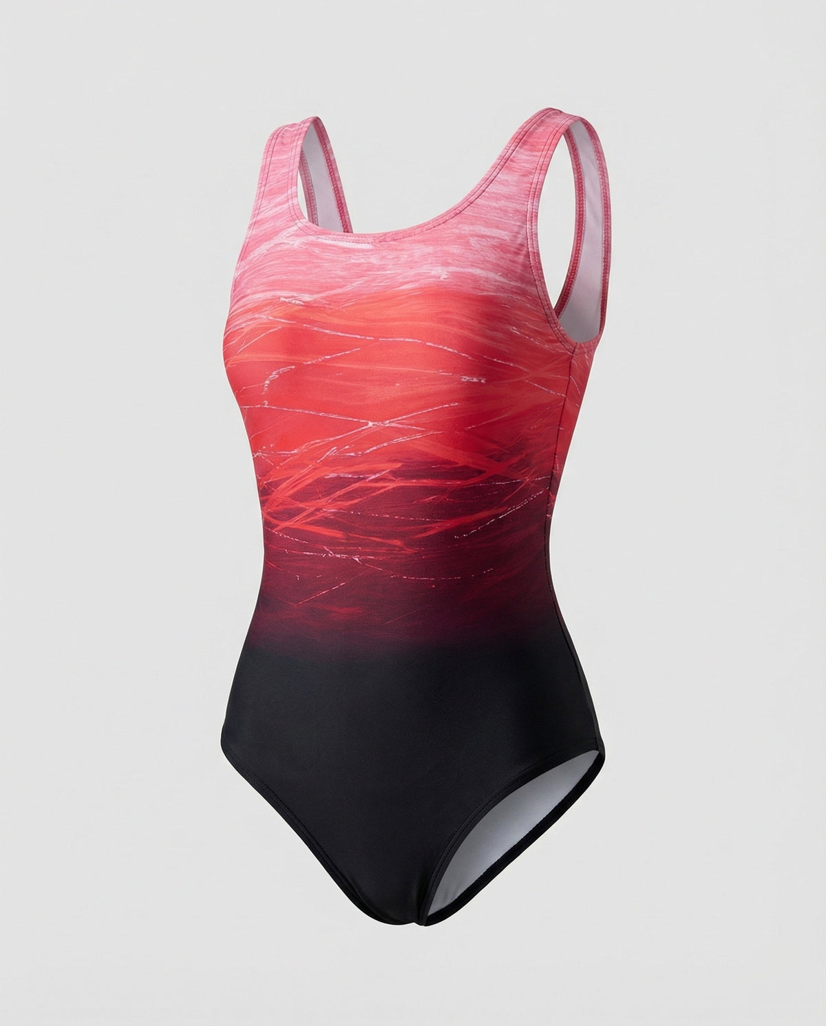 Oak & Coral | Women's One-Piece Sports Swimsuit with Ombre Design & Quick-Drying