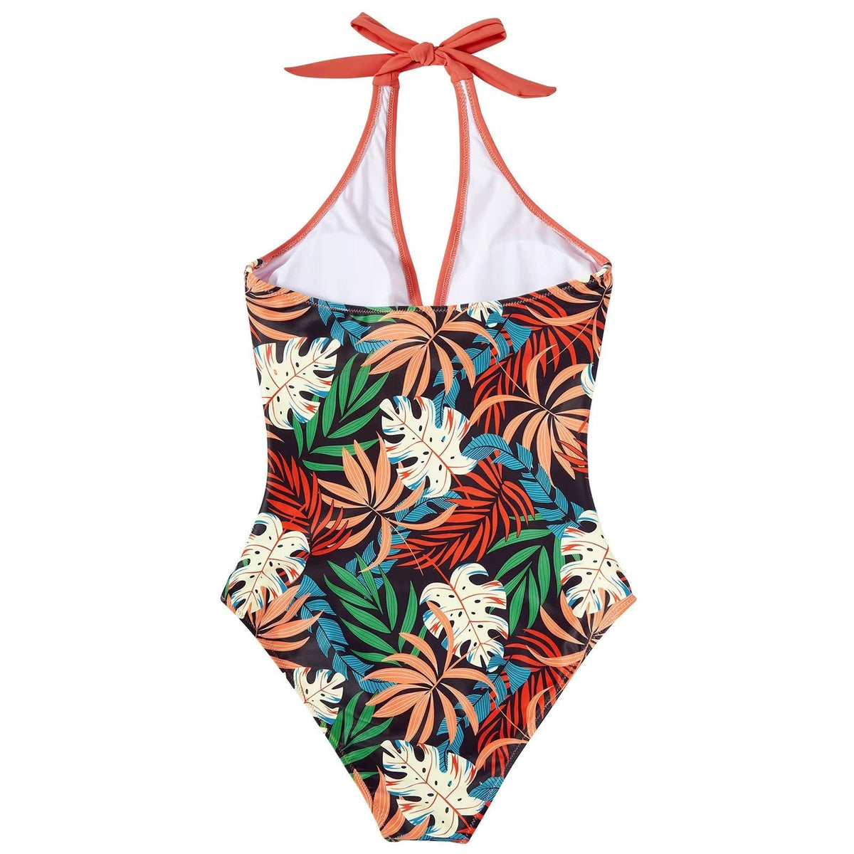 Oak & Coral | Women's One-Piece Swimsuit Halter Neck Tropical Print