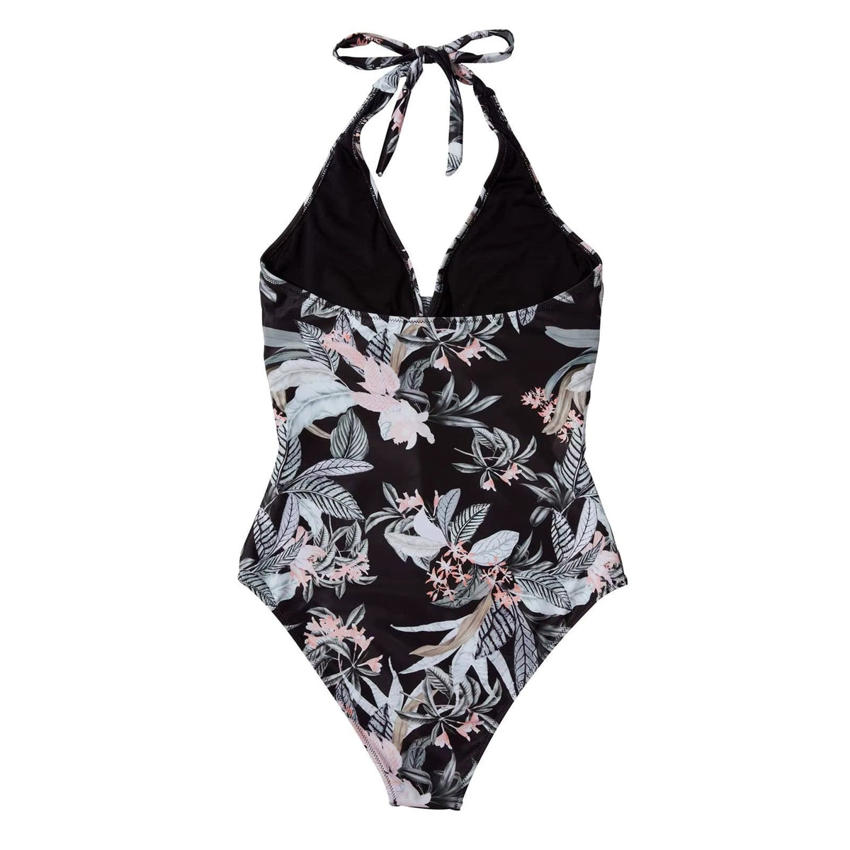 Oak & Coral | Women's One-Piece Swimsuit Halter Neck Tropical Print