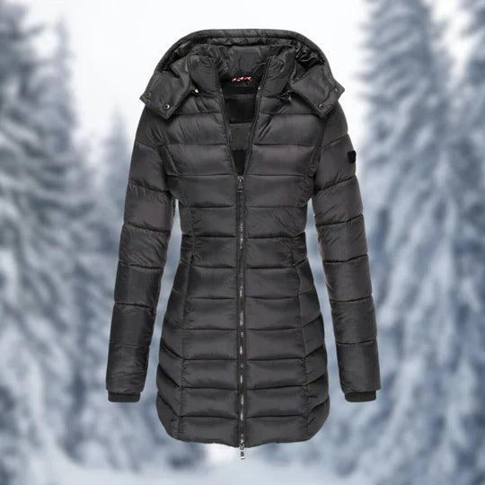 Oak & Coral | Women's Padded Mid-Length Winter Coat with Hood
