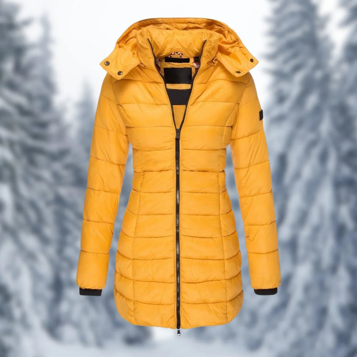 Oak & Coral | Women's Padded Mid-Length Winter Coat with Hood