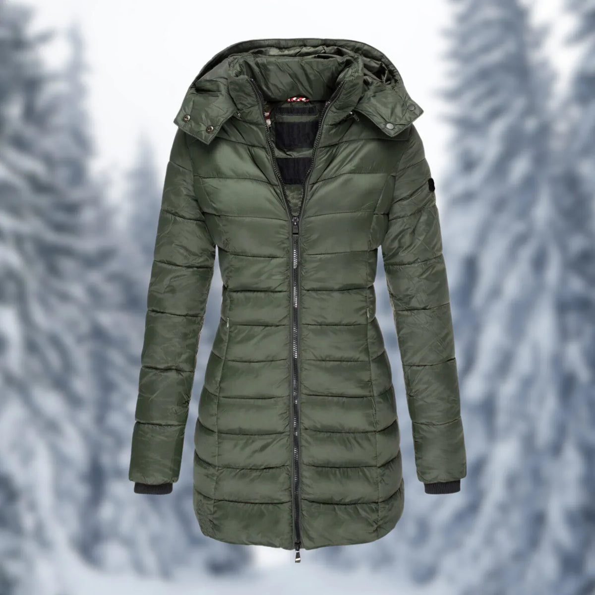 Oak & Coral | Women's Padded Mid-Length Winter Coat with Hood