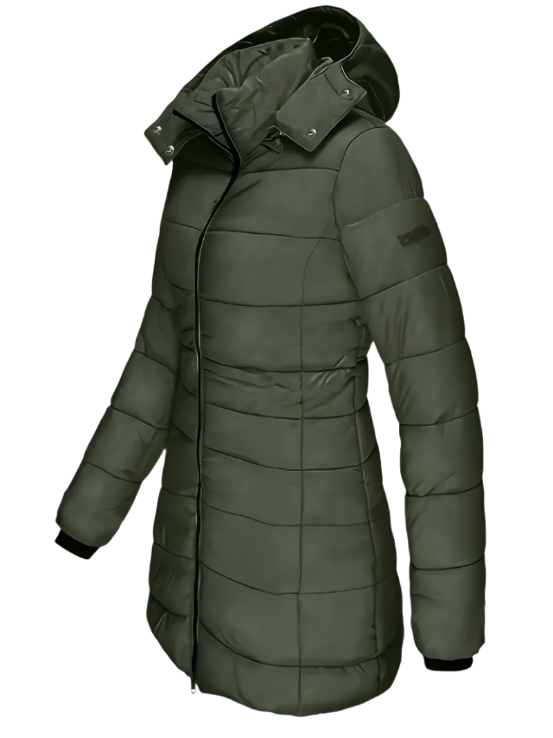 Oak & Coral | Women's Padded Mid-Length Winter Coat with Hood