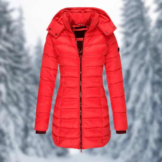 Oak & Coral | Women's Padded Mid-Length Winter Coat with Hood