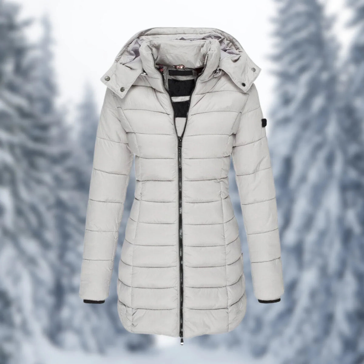 Oak & Coral | Women's Padded Mid-Length Winter Coat with Hood