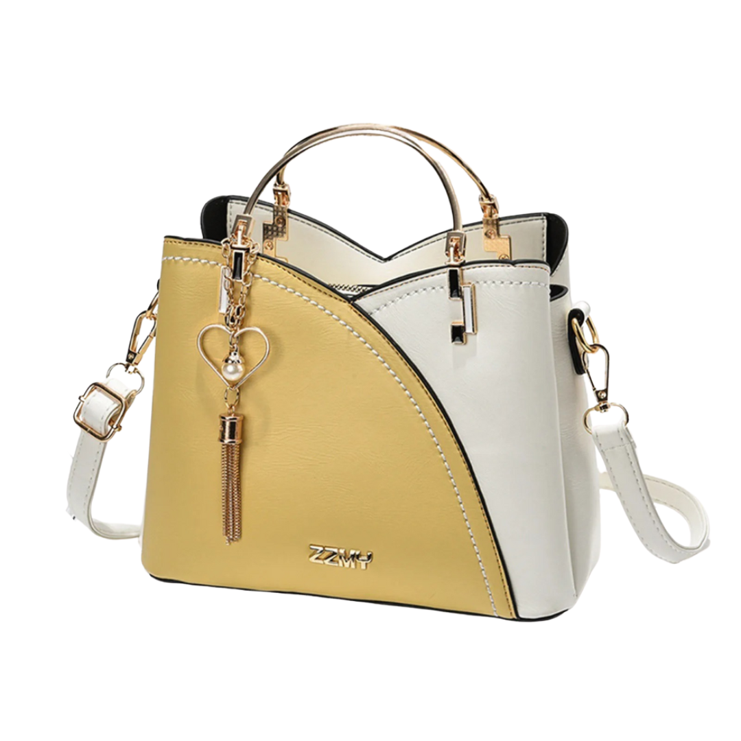 Oak & Coral | Women's Patchwork Tote Bag with Tassel Charm