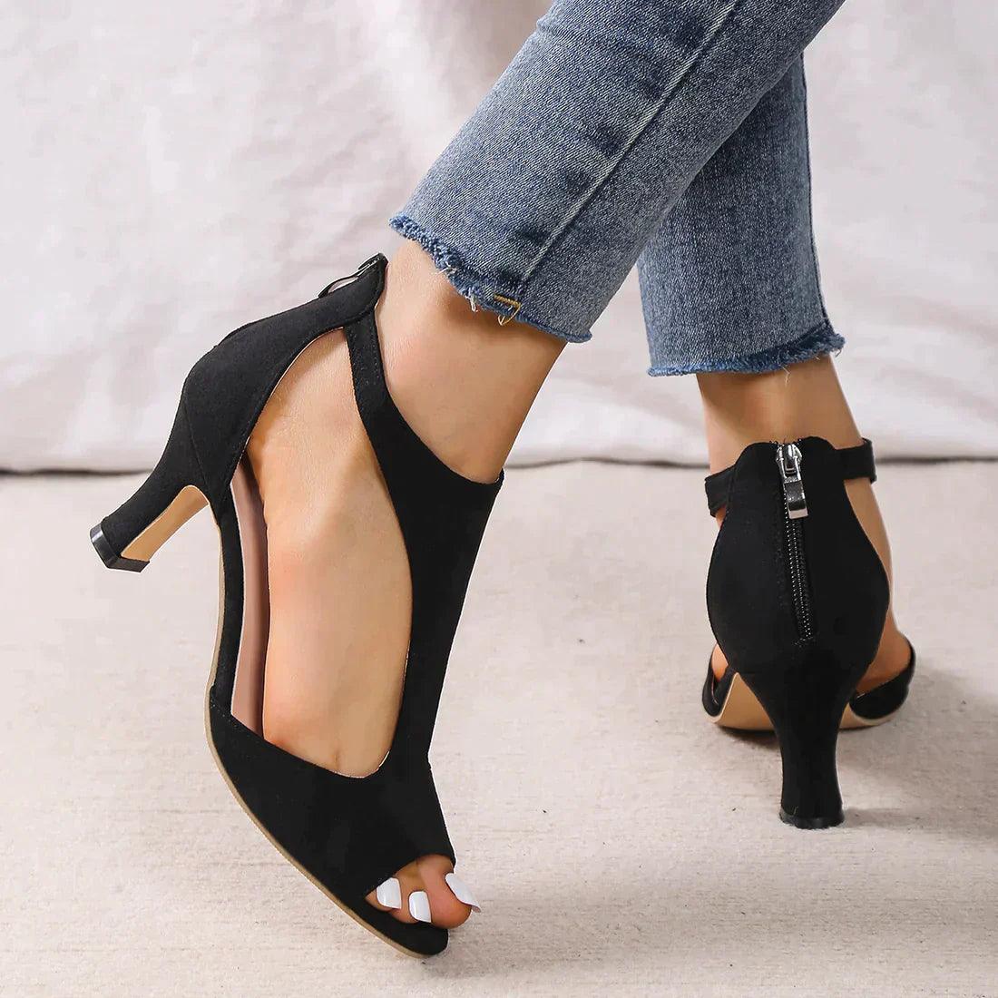 Oak & Coral | Women's Peep-Toe Heels with T-Strap