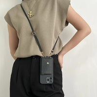 Oak & Coral | Women's Phone Case With Card Holder & Lanyard