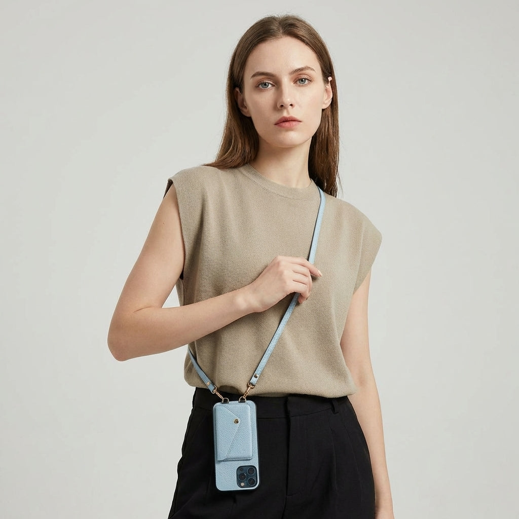 Oak & Coral | Women's Phone Case With Card Holder & Lanyard
