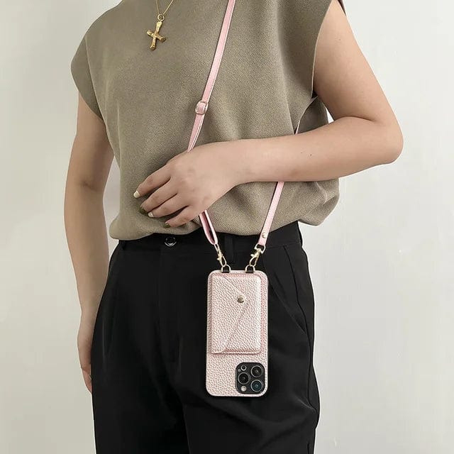 Oak & Coral | Women's Phone Case With Card Holder & Lanyard