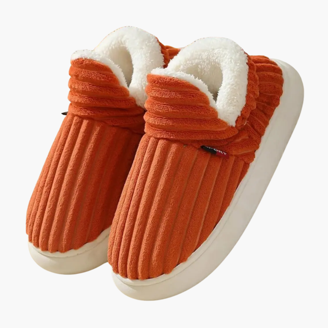 Oak & Coral | Women's Plush Bootie Slippers - Ribbed Warm Indoor Shoes
