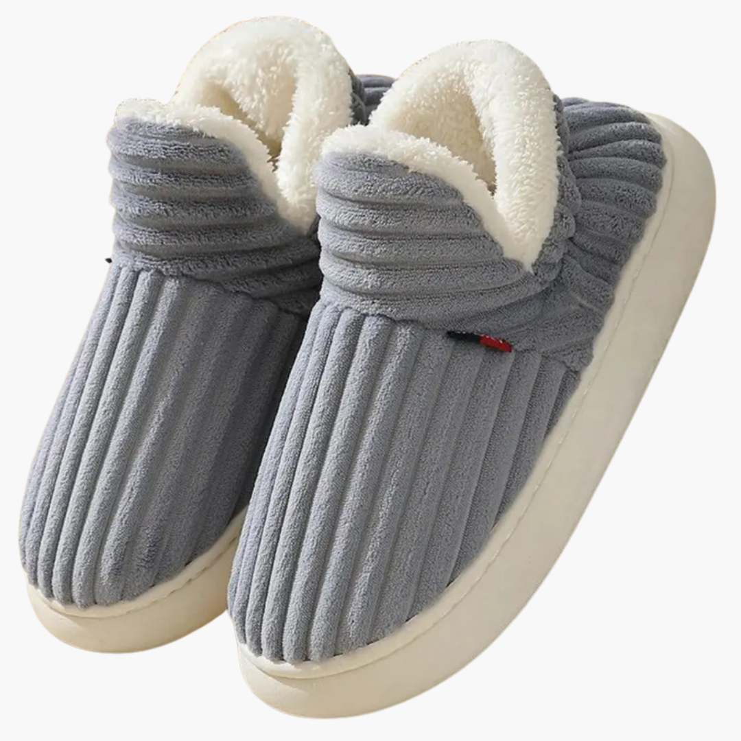 Oak & Coral | Women's Plush Bootie Slippers - Ribbed Warm Indoor Shoes
