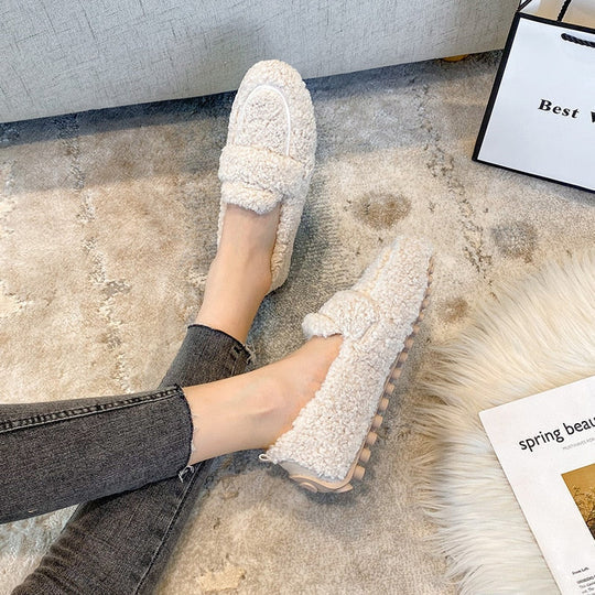 Oak & Coral | Women's Plush Loafer Slippers with Fold-Over Detail