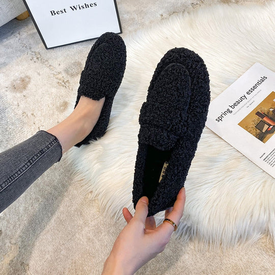 Oak & Coral | Women's Plush Loafer Slippers with Fold-Over Detail