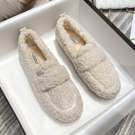 Oak & Coral | Women's Plush Loafer Slippers with Fold-Over Detail