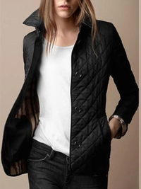 Diamond Quilted Jacket with Snap Front
