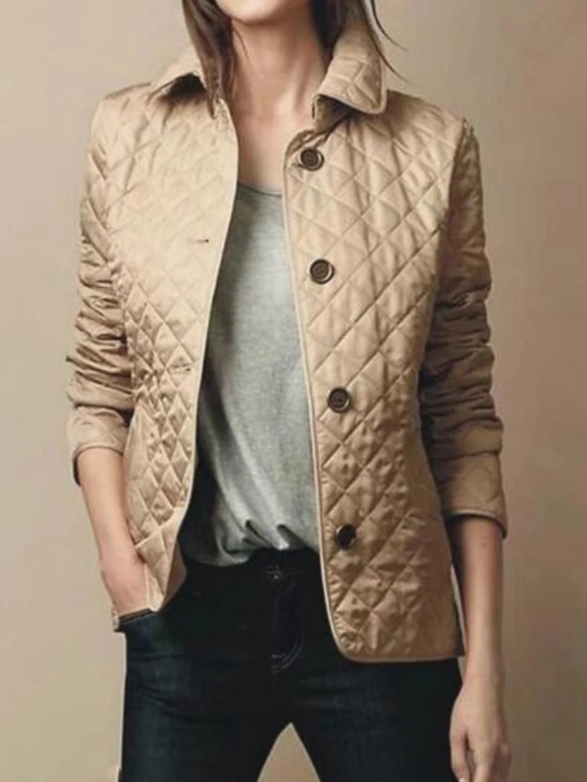 Oak & Coral | Women's Quilted Jacket with Snap Button Front