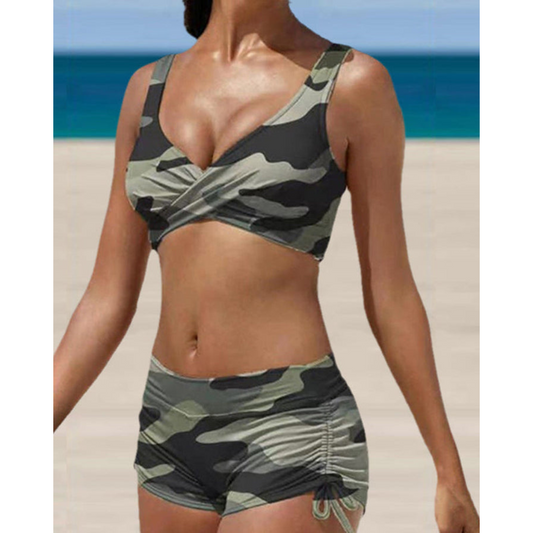 Oak & Coral | Women's Ruched Shorts Bikini Set