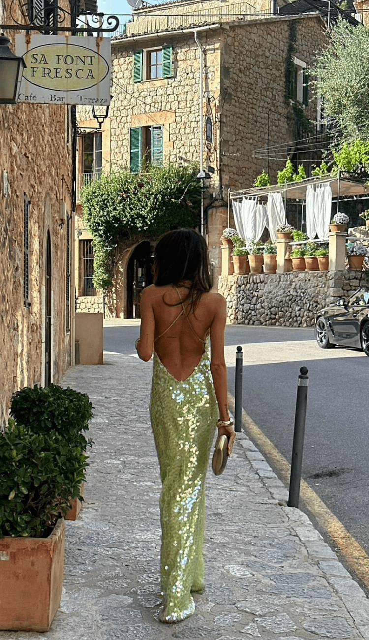 Oak & Coral | Women's Sequin Maxi Dress Spaghetti Strap