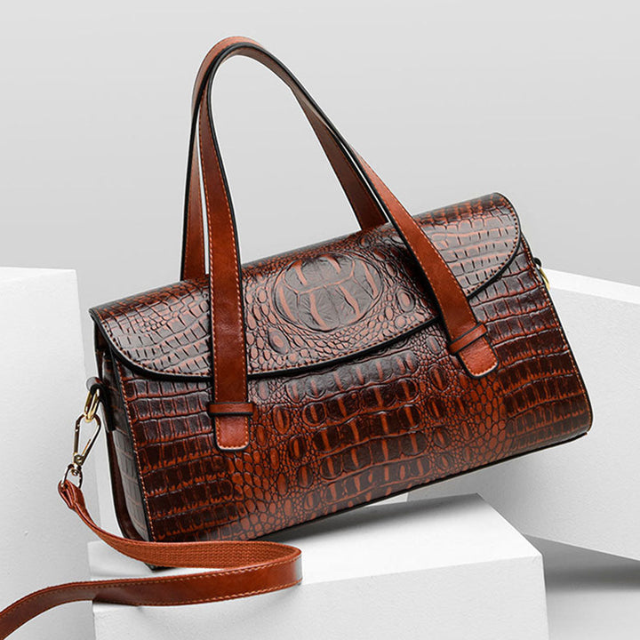 Oak & Coral | Women's Shoulder Bag with Crocodile Embossing