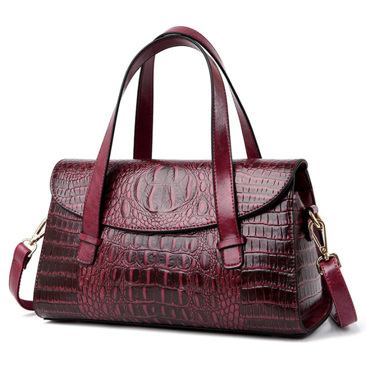 Oak & Coral | Women's Shoulder Bag with Crocodile Embossing
