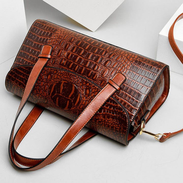 Oak & Coral | Women's Shoulder Bag with Crocodile Embossing