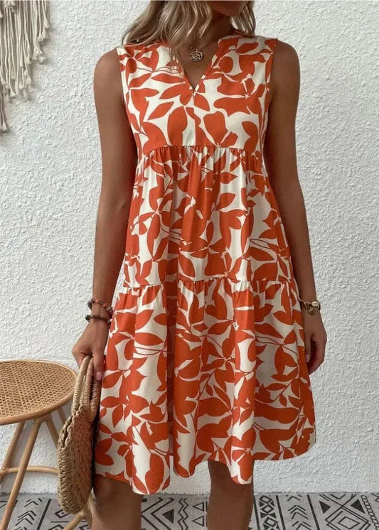 Oak & Coral | Women's Sleeveless V-Neck Tiered Midi Dress