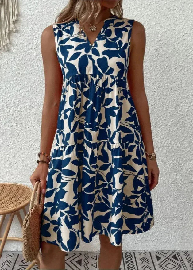 Oak & Coral | Women's Sleeveless V-Neck Tiered Midi Dress