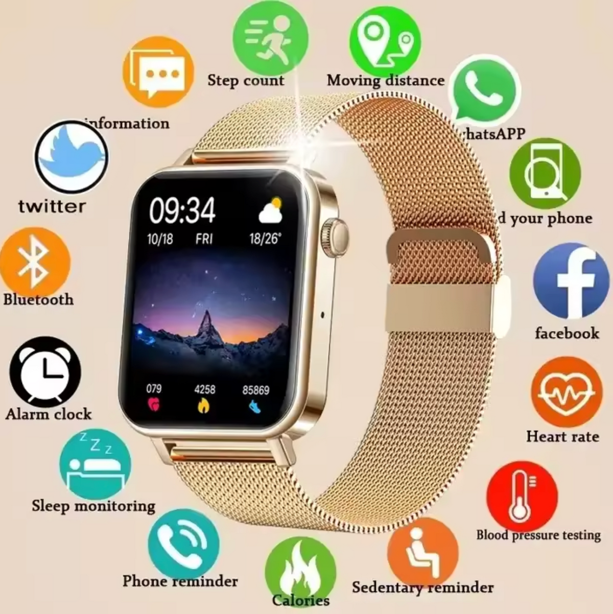 Oak & Coral | Women's Smartwatch with Fitness Tracking