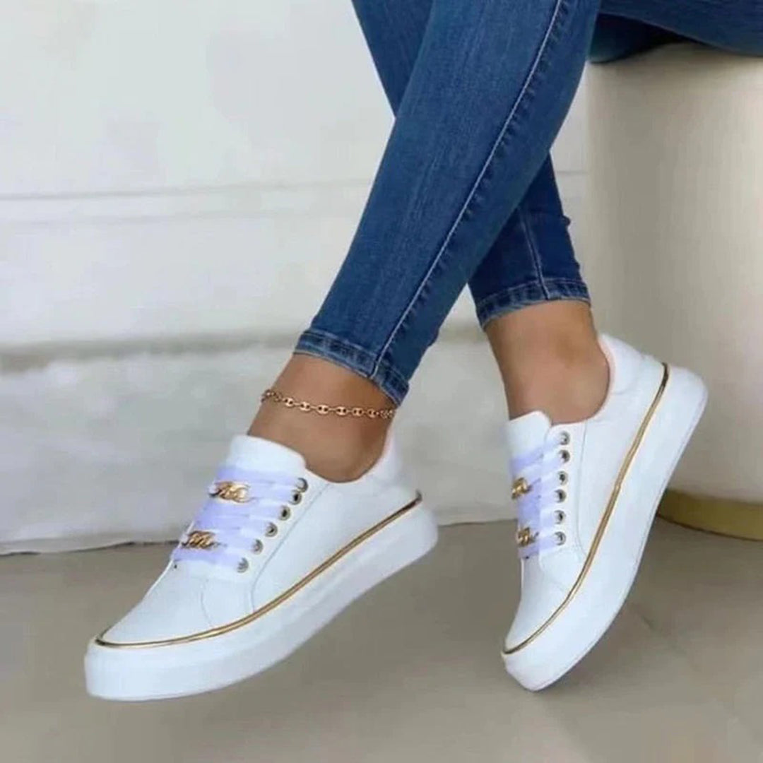 Oak & Coral | Women's Sneakers with Gold Chain Detail
