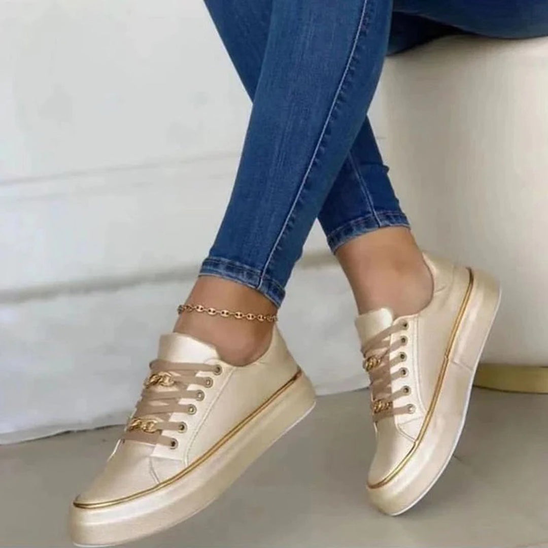 Oak & Coral | Women's Sneakers with Gold Chain Detail
