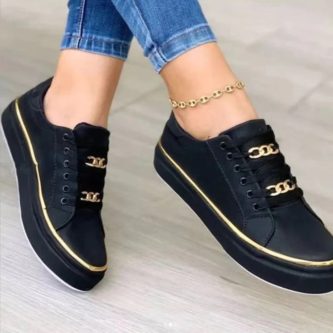 Oak & Coral | Women's Sneakers with Gold Chain Detail