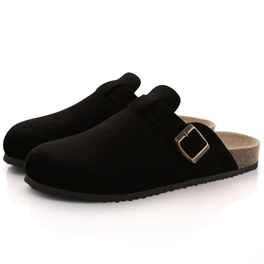 Oak & Coral | Women's Suede Clogs with Buckle Detail