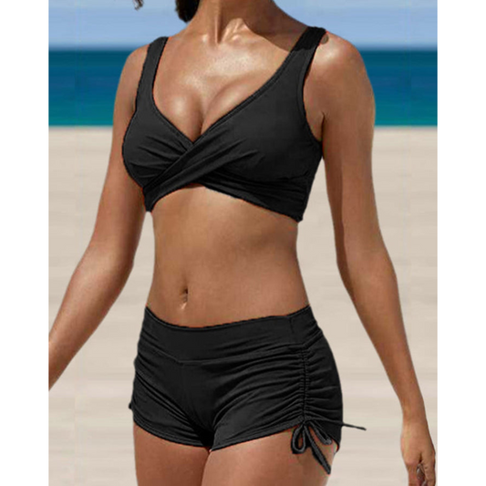 Oak & Coral | Women's Two-Piece Swimsuit with Ruched Side Shorts