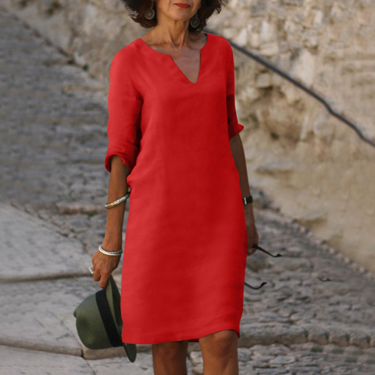 Oak & Coral | Women's V-Neck Midi Summer Dress