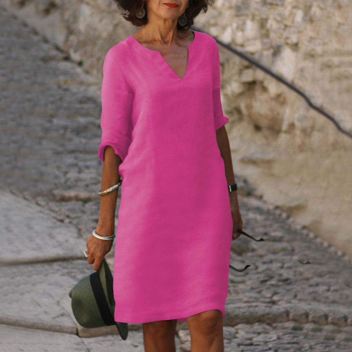 Oak & Coral | Women's V-Neck Midi Summer Dress