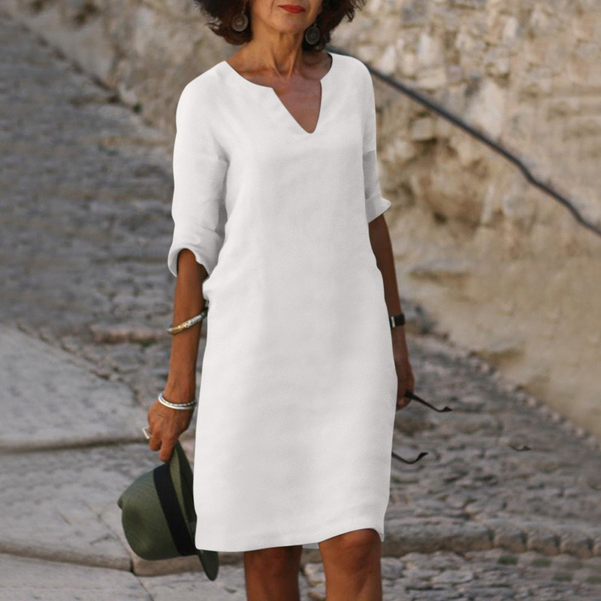 Oak & Coral | Women's V-Neck Midi Summer Dress