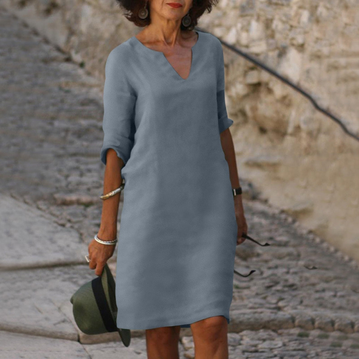 Oak & Coral | Women's V-Neck Midi Summer Dress