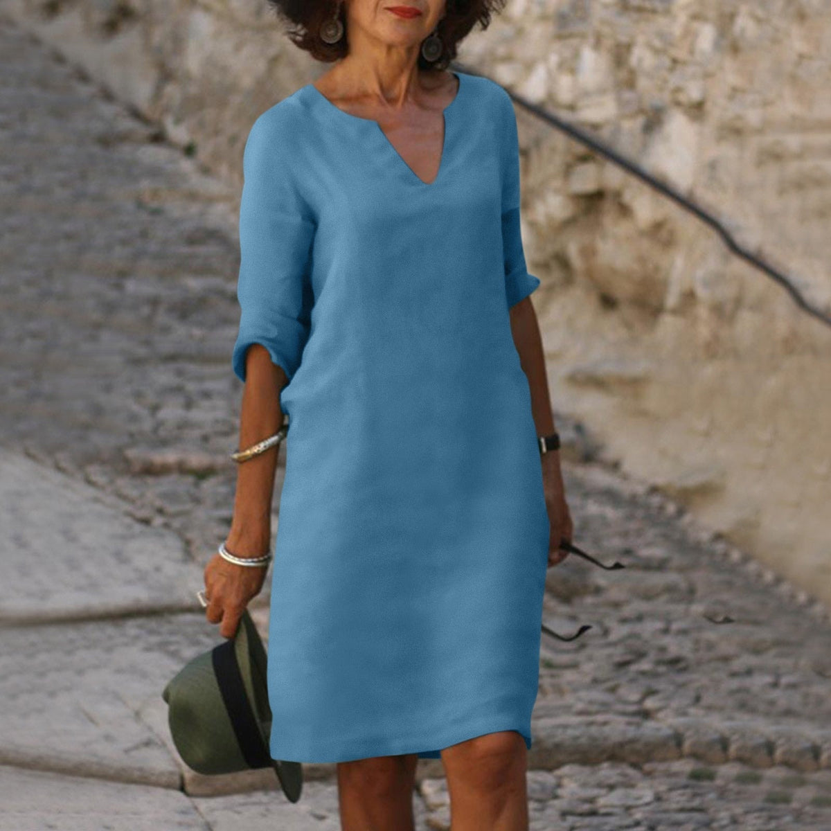 Oak & Coral | Women's V-Neck Midi Summer Dress