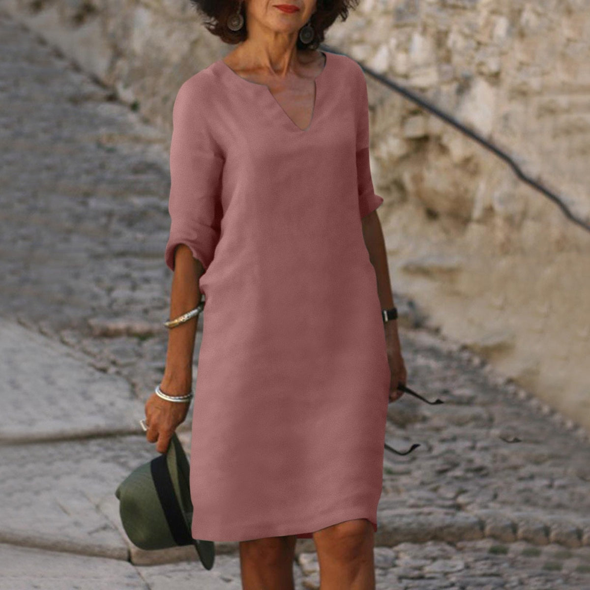 Oak & Coral | Women's V-Neck Midi Summer Dress