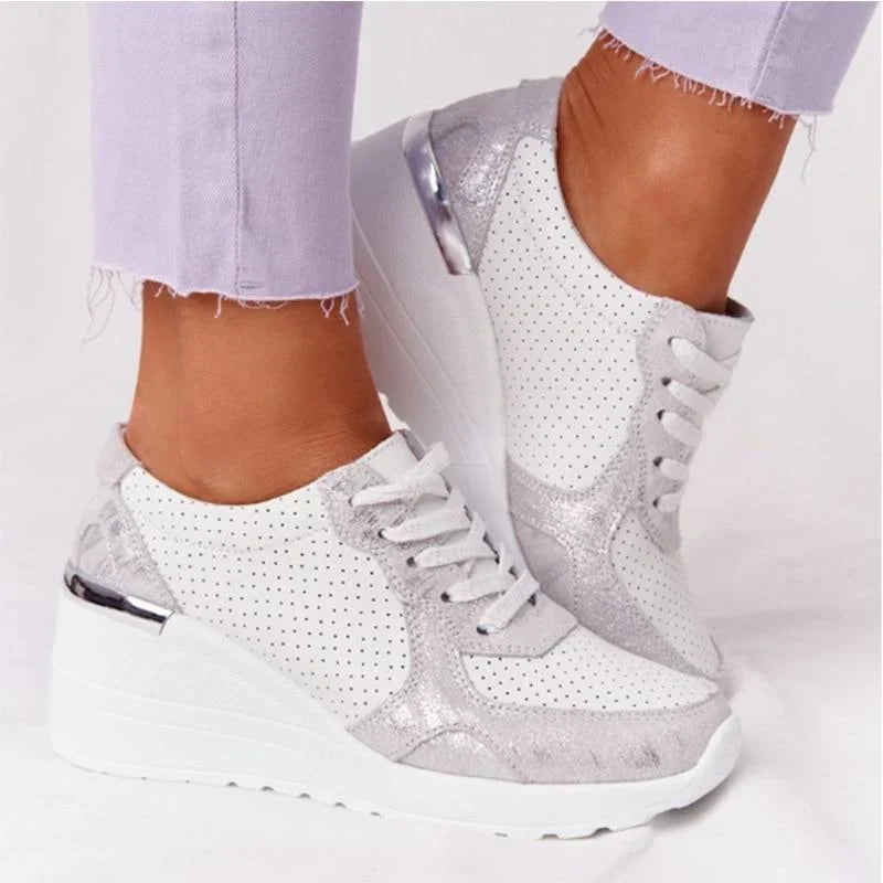 Oak & Coral | Women's Wedge Sneakers with Metallic Detail