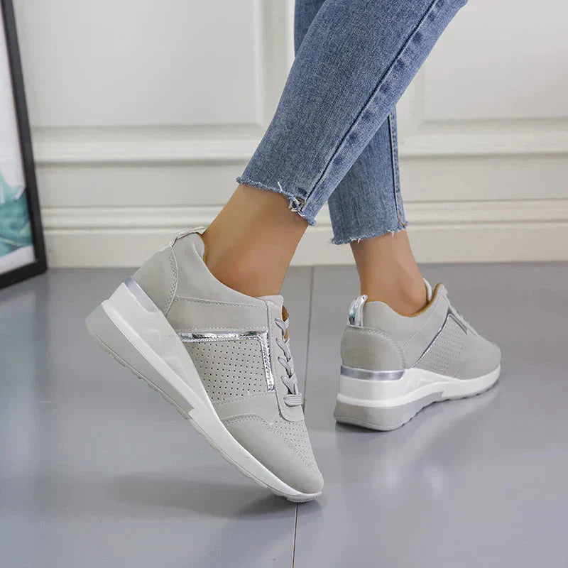 Oak & Coral | Women's Wedge Sneakers with Metallic Detail